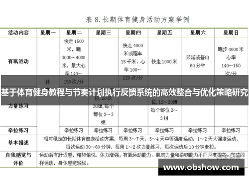 基于体育健身教程与节奏计划执行反馈系统的高效整合与优化策略研究